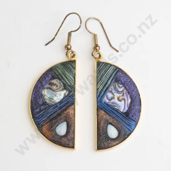 pair of paua shell/opal earrings