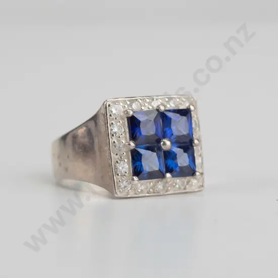 cz and lapis lazuli? sterling silver ring - size N