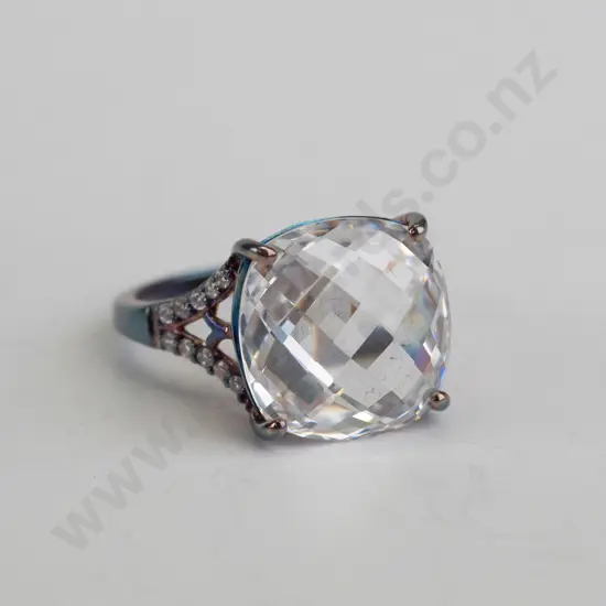 cz sterling silver ring - size P.5