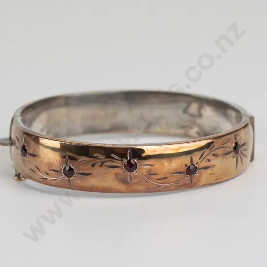 garnet sterling silver bangle with 9ct plate