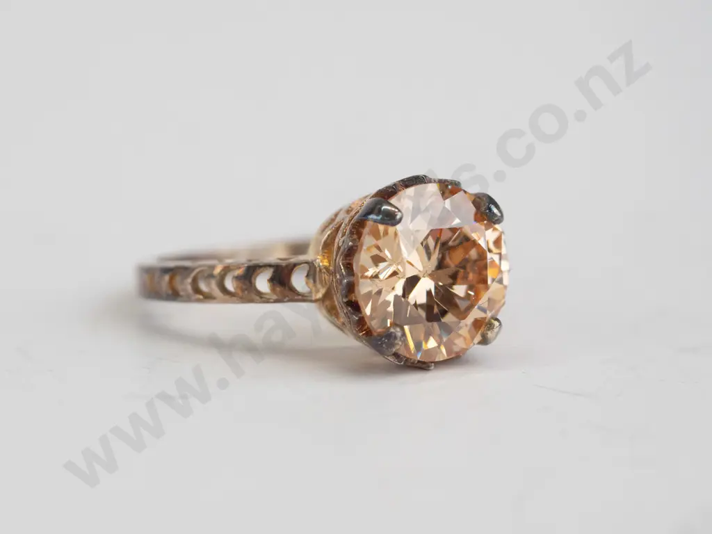 light brown topaz? sterling silver ring - size N.5 Image 1++