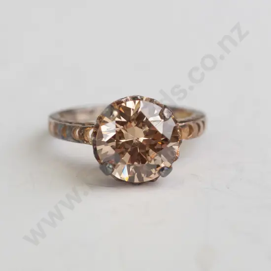 light brown topaz? sterling silver ring - size N.5