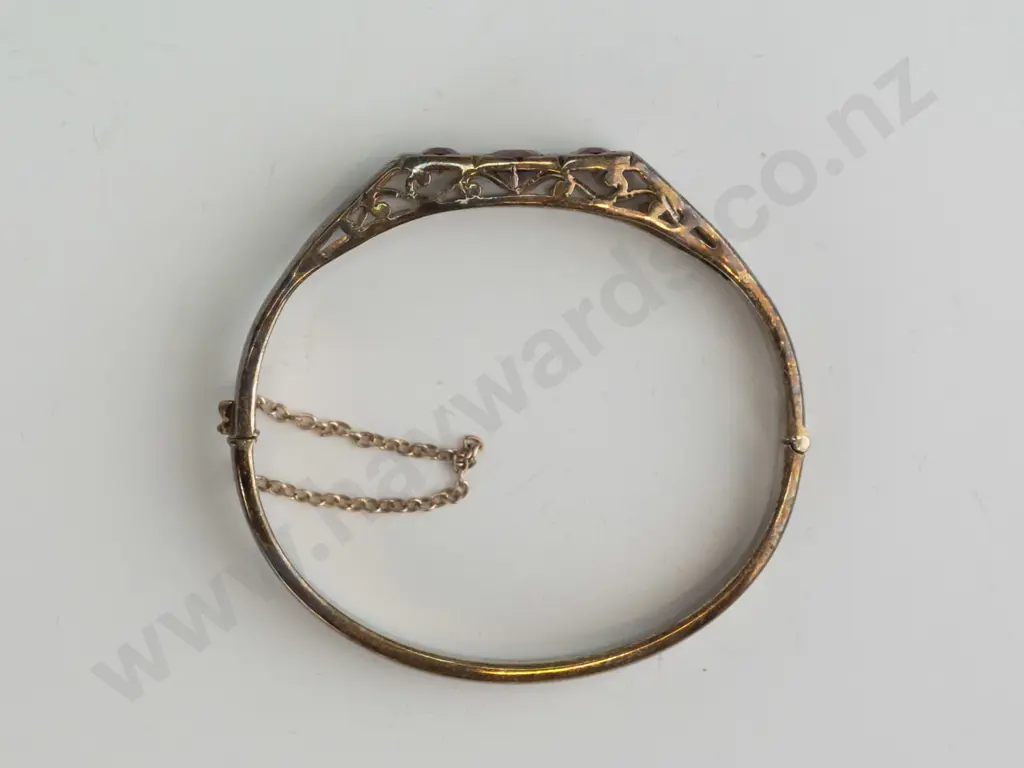 garnet sterling silver gold plated bangle Image 1++