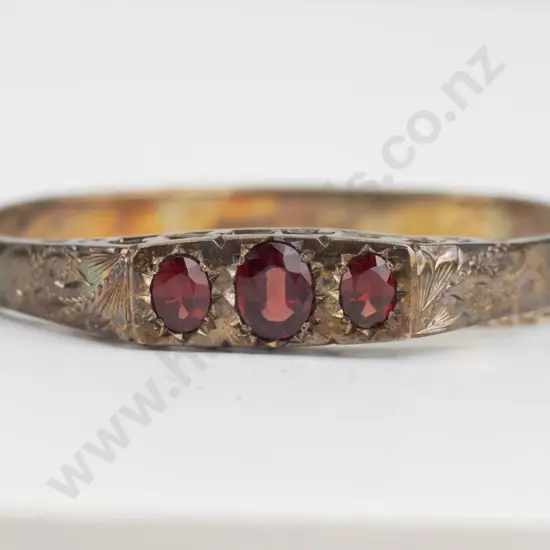 garnet sterling silver gold plated bangle
