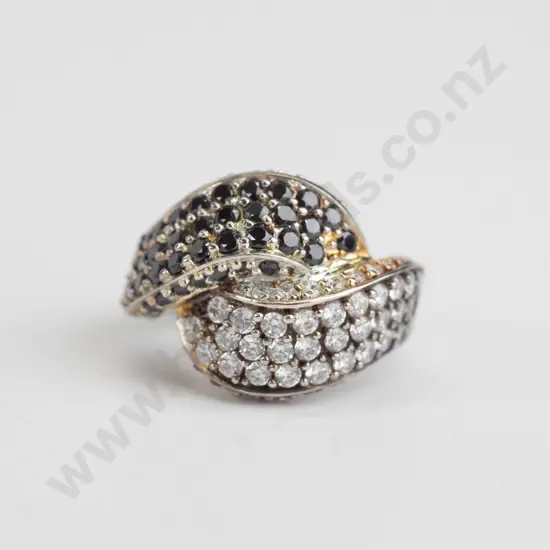 cz and garnet? sterling silver ring - size P.5