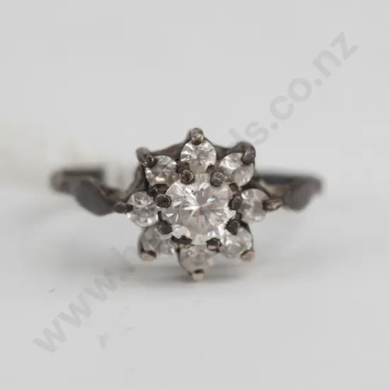 sterling silver cz cluster ring size K