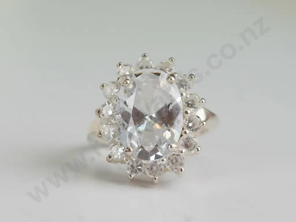 cz sterling silver ring - size P.5 Image 1++