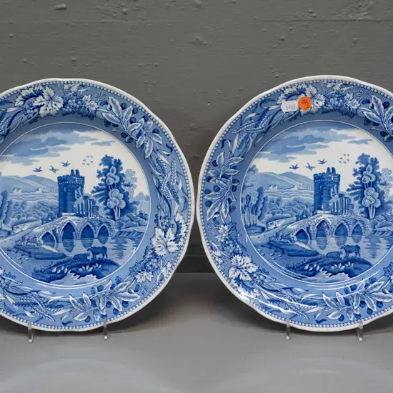 pair of Spode Blue Room Collection "Lucano" pattern cabinet plates D-270