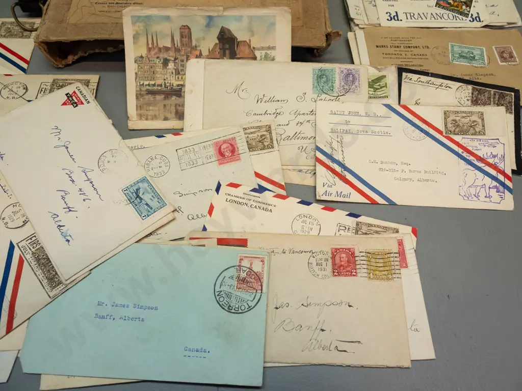 large assortment of vintage letters and first day covers, including American and Canadian addresses, one addressed to Image 1++