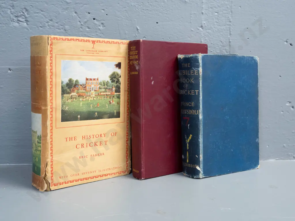 3 English cricket books - Cricket Cavalcade 1877-1947, Jubilee Book, circa 1950 History of Cricket - some wear and tear Image 1++