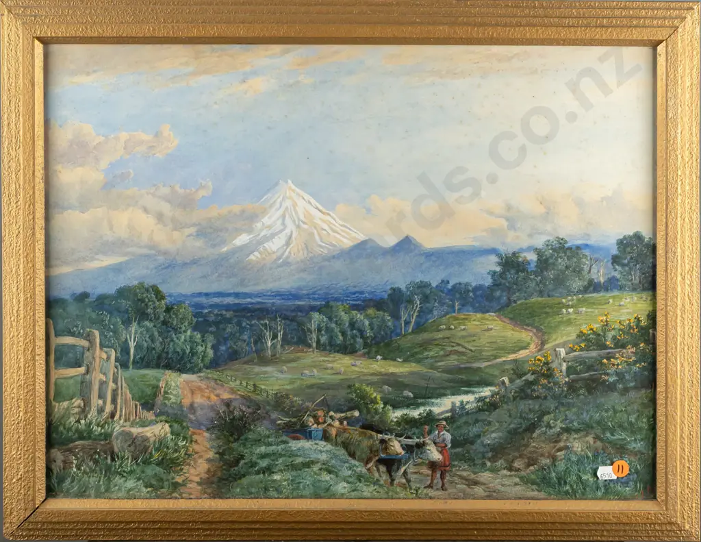 illegible signature - framed watercolour - landscape H380 W500 (foxing) Image 1++
