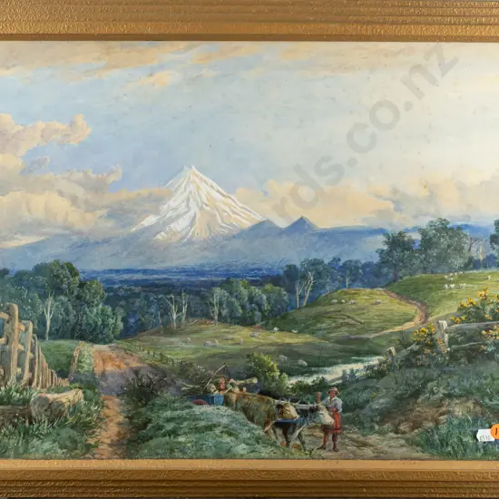 illegible signature - framed watercolour - landscape H380 W500 (foxing)