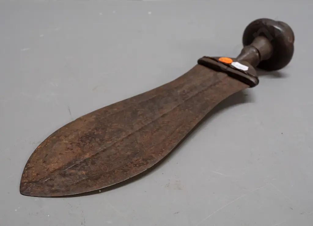 knife from the Democratic Republic of Congo with wooden handle - corrosion to blade, some cracking to timber L-350 Image 1++