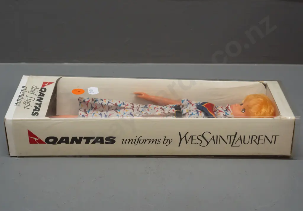 Qantas flight attendant doll with Yves St. Laurent uniform - in original box L-295 W-95 Image 1++
