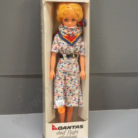 Qantas flight attendant doll with Yves St. Laurent uniform - in original box L-295 W-95