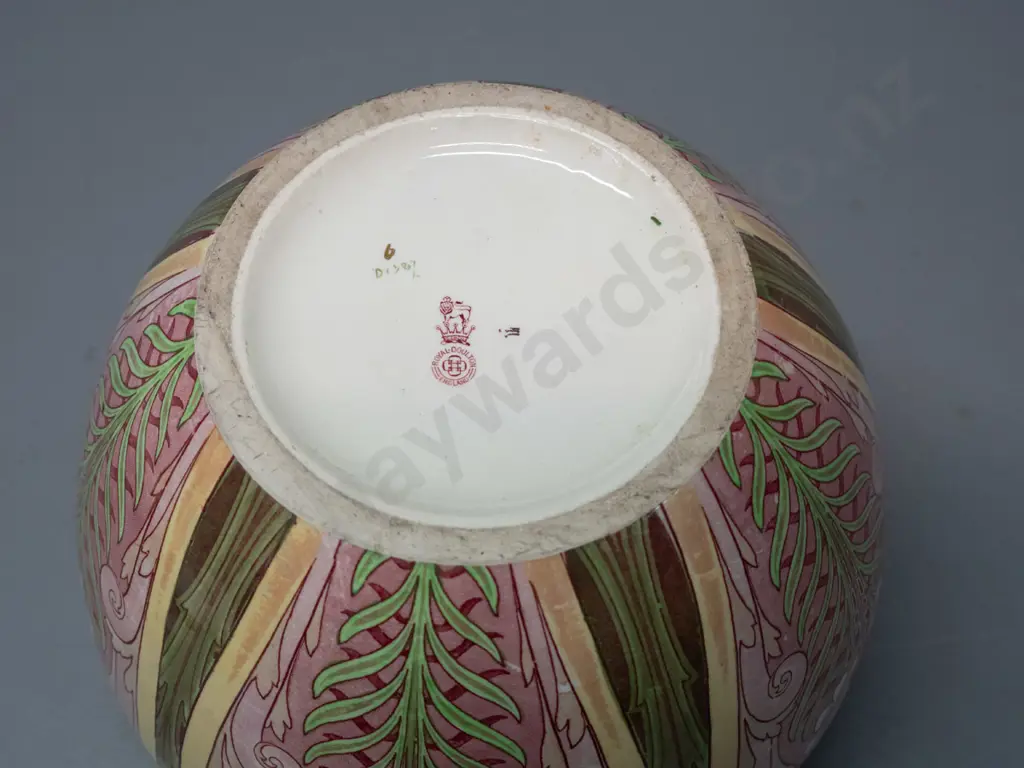 vintage Royal Doulton art nouveau style lilies jardiniere - some rubbing / wear to decoration, minor staining inside Image 1++