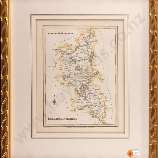 framed vintage map - "Buckinghamshire" H220 W170