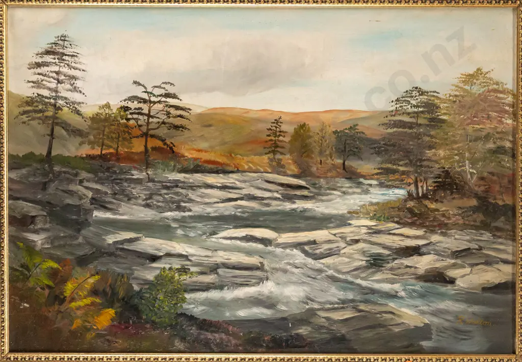 R Walton - framed oil on canvas "Abhainn Droma" H430 W630 Image 1++
