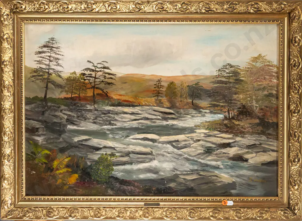 R Walton - framed oil on canvas "Abhainn Droma" H430 W630 Image 1++