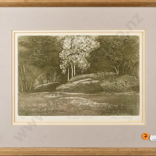 Joan Hardey - framed etching 3/10 'Queens Drive" H180 W260