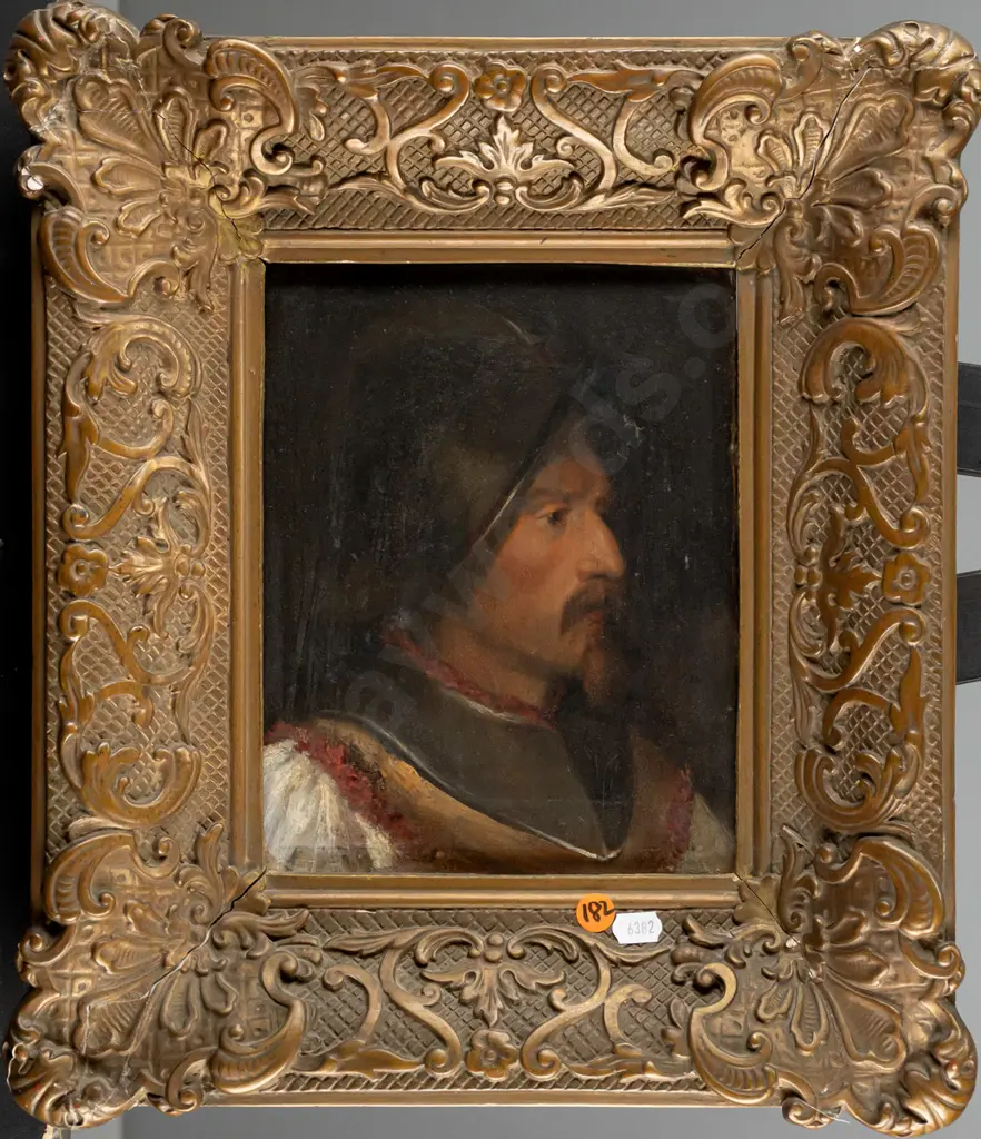 framed oil on board - male portrait H220 W170 (damage to frame) Image 1++