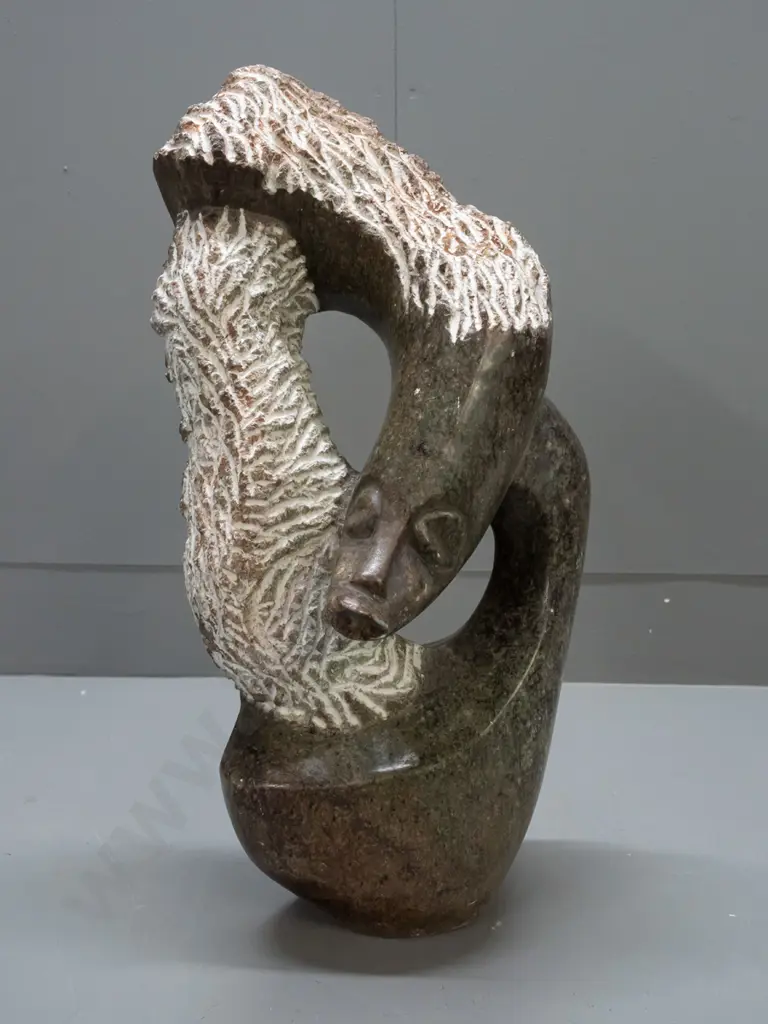 Serpentine/Soapstone(?) stone carving, Shona Tribe Zimbabwe H-480 W-230 D-130 Image 1++