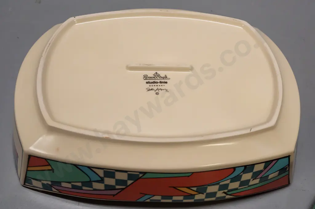 1980s Rosenthal Dorothy Hafner "Flash" pattern tableware - 2 serving bowls - rectangular one is H-75 L-295 W-210 Image 1++