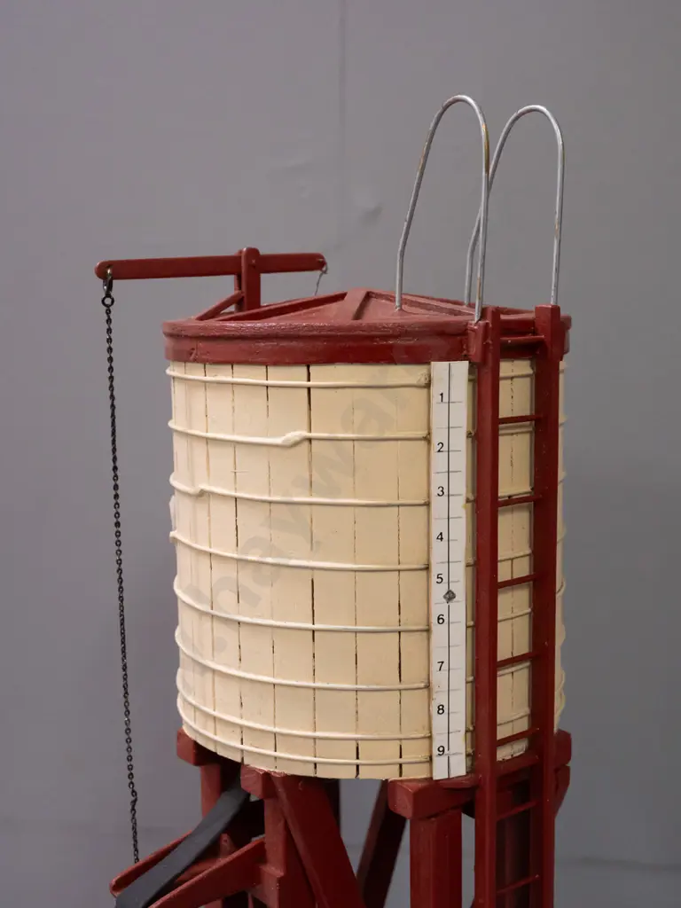 Wooden model of NZR Railway water tower with metal handrails and chain. H-395 Image 1++
