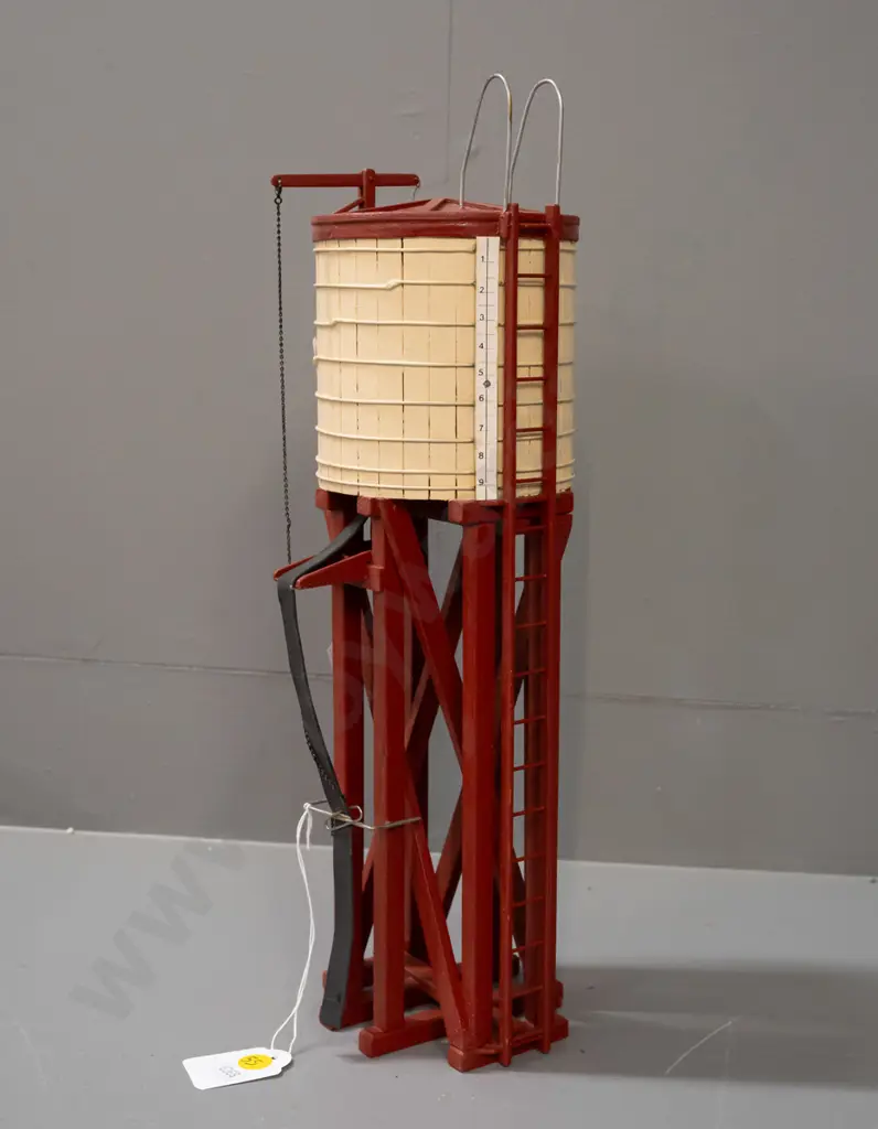 Wooden model of NZR Railway water tower with metal handrails and chain. H-395 Image 1++