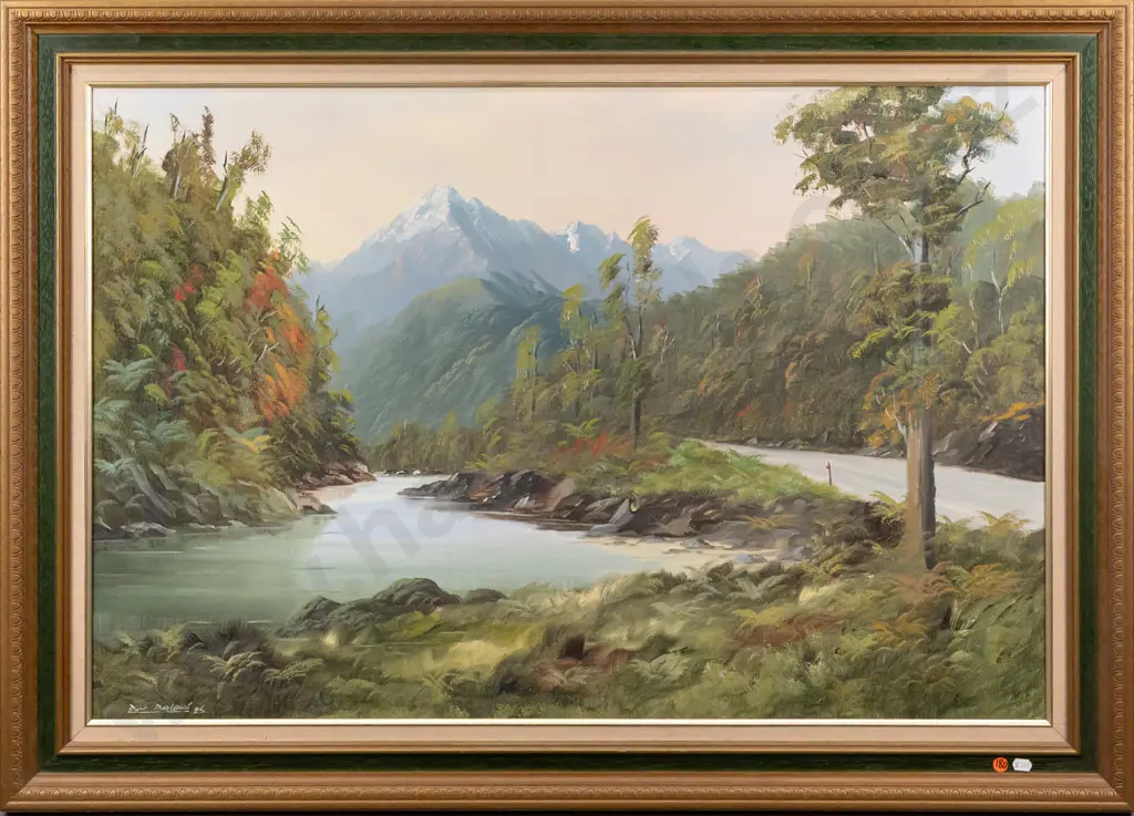 Don Parlane 85 - framed oil on board "Road to Okarita" H590 W900 Image 1++