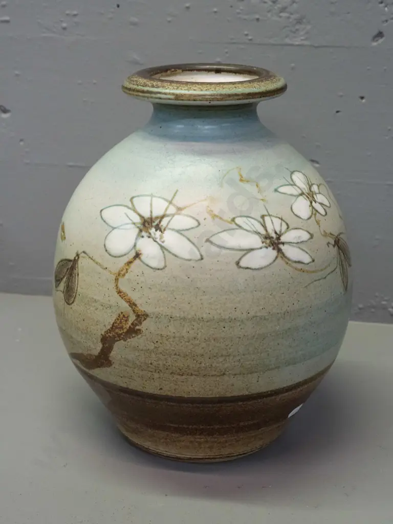 Neil Grant  NZ studio pottery vase - no potter's marks H-320 D-200 at widest Image 1++