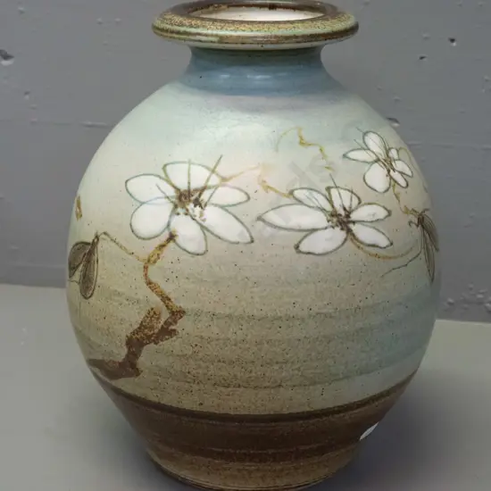 Neil Grant  NZ studio pottery vase - no potter's marks H-320 D-200 at widest