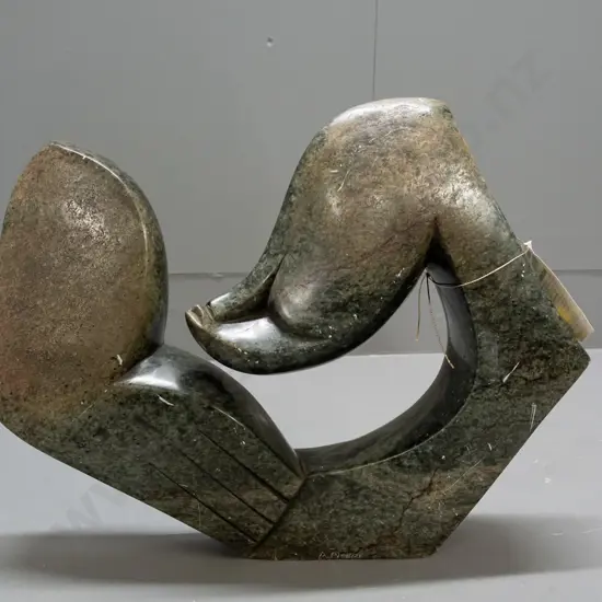 Serpentine/Soapstone(?) stone carving, Shona Tribe Zimbabwe, signed A Moepi H-320 W-410 D-90