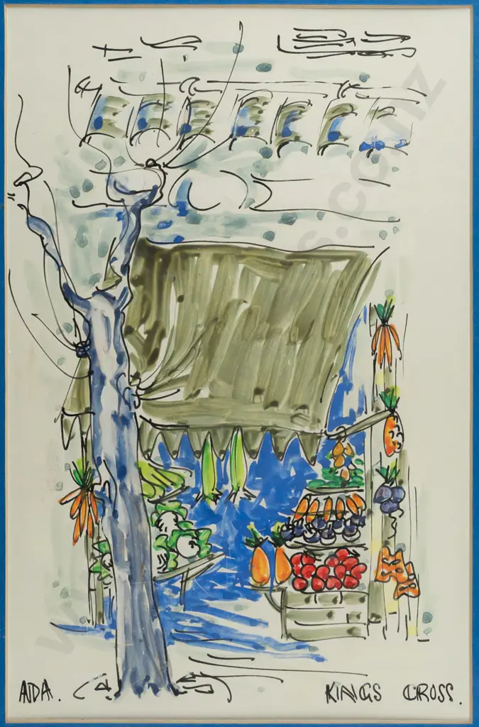 Illegible signature - framed watercolour "Kings Cross" H320 W210 Image 1++