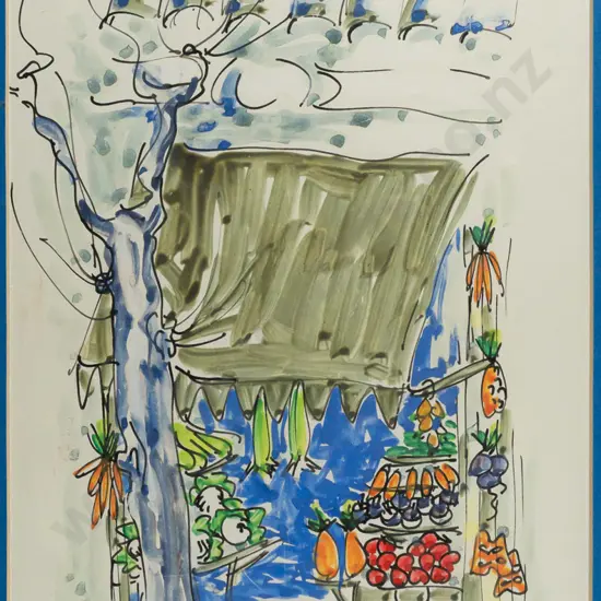 Illegible signature - framed watercolour "Kings Cross" H320 W210