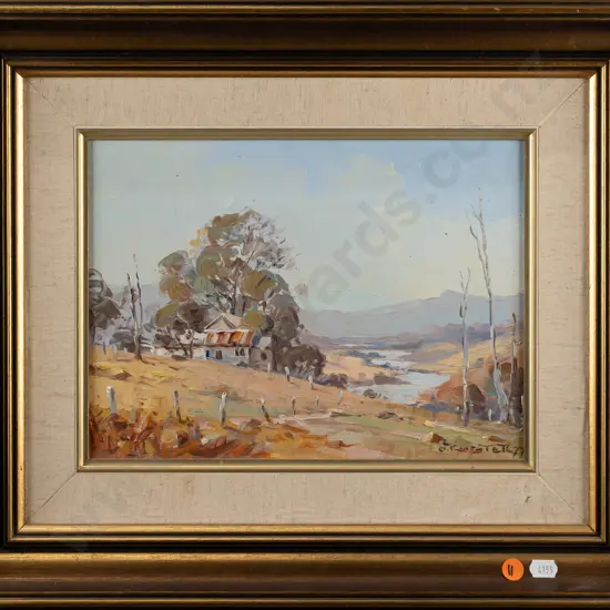 illegible signature 77- framed oil on board "Colo River" H210 W280
