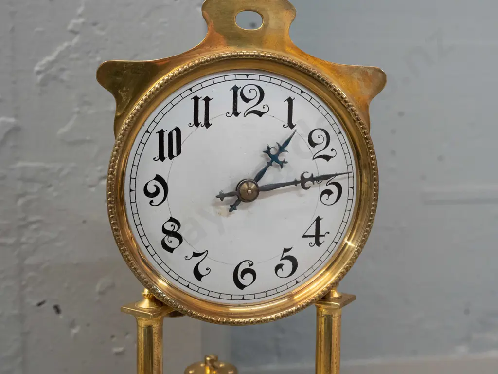 arts nouveau style glass cased mantel clock - loose waisted dome top has cut whiplash and gilt decoration, silver dial Image 1++
