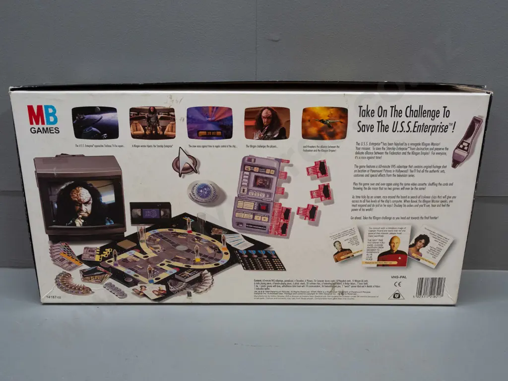 Star Trek The Next Generation Klingon Challenge interactive video board game - 1994 Milton Bradley, with game board, VHS Image 1++