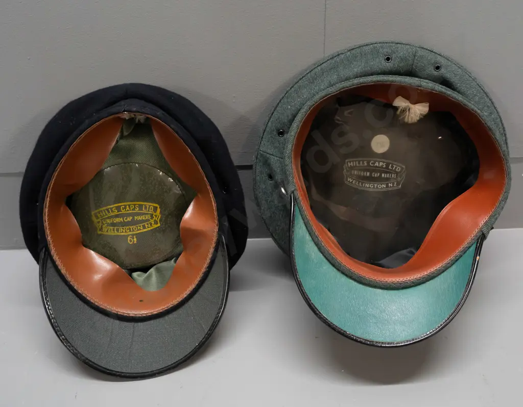 5 vintage caps, 3 NZR style with green under brim, 2 others - 3 are Hills Wellington, one Westminster / Treister - some Image 1++