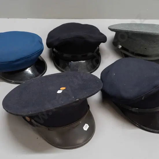 5 vintage caps, 3 NZR style with green under brim, 2 others - 3 are Hills Wellington, one Westminster / Treister - some