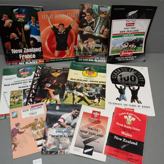 12 assorted rugby publications - NZ, Wales, England, France, etc. - 1980s & mostly 90s