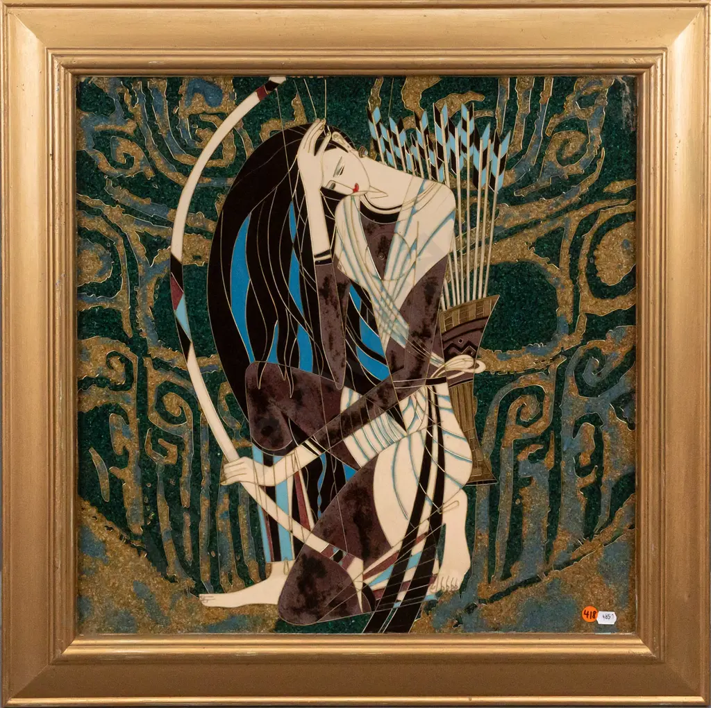 framed cloisonne artwork - archer H490 W490 Image 1++