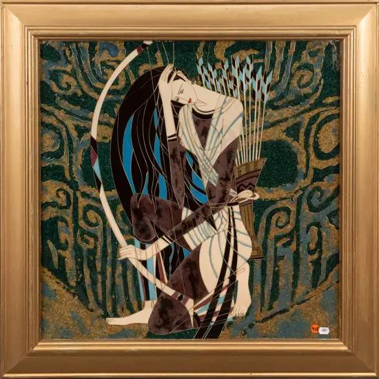 framed cloisonne artwork - archer H490 W490