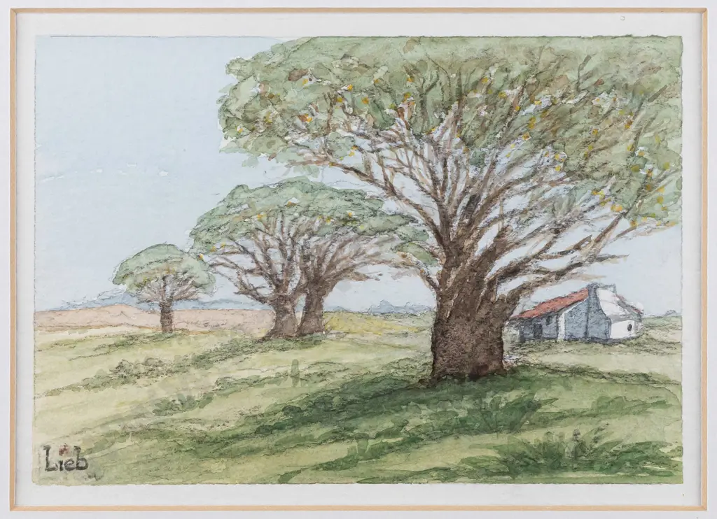 Lieb - framed watercolour - landscape H100 W150 Image 1++