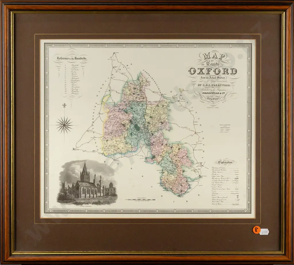 framed vintage map - "Oxford" H300 W360 Image 1++