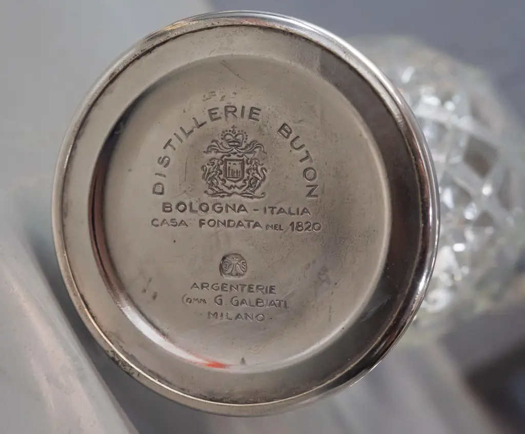 Italian glass and silver plated claret jug H-310 and a plated hot water jug with stoppered spout. Claret jug missing Image 1++