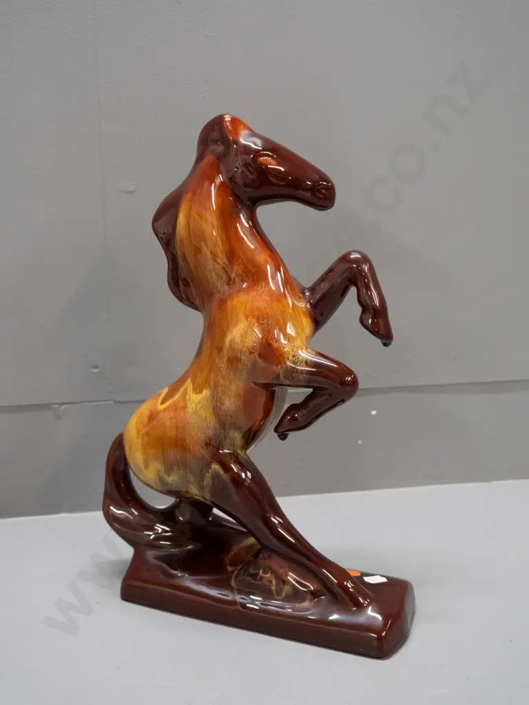 Blue Mountain brown glaze rearing horse H-365 Image 1++