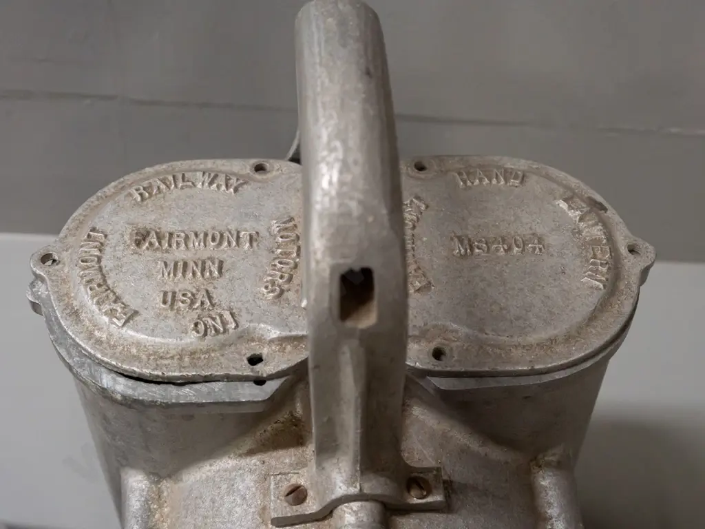 alloy cased hand lantern w/ clear glass lens - top marked Fairmont Railway Motors, Minnesota USA, small chromed lantern Image 1++