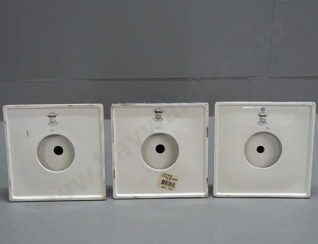 3 Spode Italian pattern large candlesticks H-330 Base is 165 x 165 Image 1++