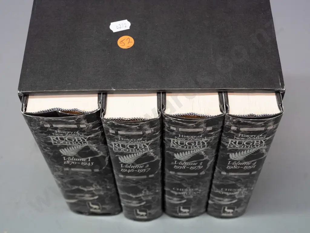 4- volume slip-cased set - The History of New Zealand Rugby Football from 1870 to 1991 - published 1992 by Moa - minor Image 1++